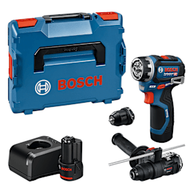 Bosch Schrauber GSR 12V-32 FC, 2x GBA 12V 2.0Ah, Aufs., Zusatzhandg., Tiefenan.,L-BOXX