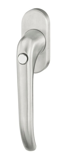 Dieckmann Fenstergriff Janus 1015 mit Druckknopf, oval, Vierkant 7x35, Edelstahl matt