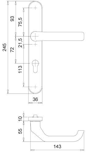 edi Drückergarnitur Kronos 1200/0635,LS ov.,PZ72/8,F1
