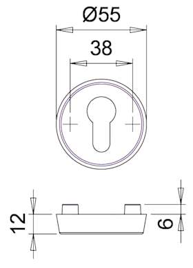 edi Schutzrosette 6633/2,rund,12mm,ES0/PZ,verkehrsw. besch.,TS65-68