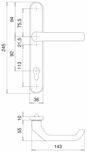 edi Drückergarnitur Kronos 1201/0036,LS ov.,PZ92/9,F1