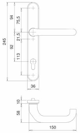 edi Drückergarnitur Kronos 1301/0036,LS ov.,PZ92/9,ER