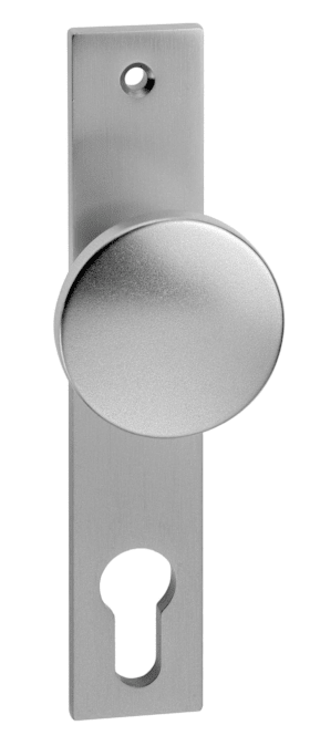 Dieckmann Knopfschild Luna Kurzschild Aluminium, Profilzylinder gelocht, 72 mm, festdrehbar, naturfarben eloxiert