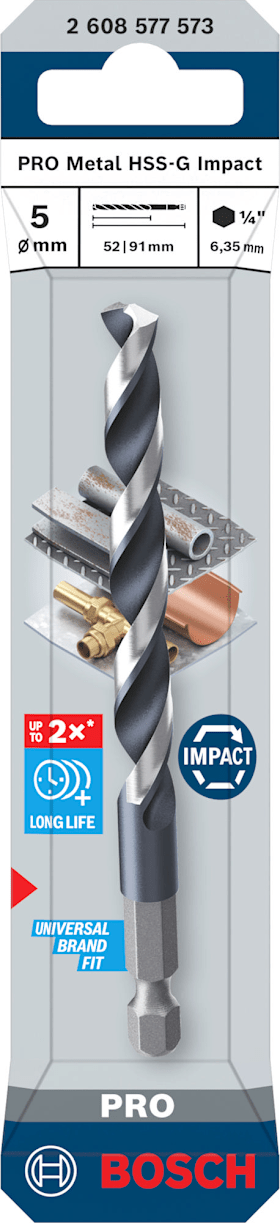 Bosch PRO Metal HSS-G Impact Spiralbohrer, 5 x 52 x 91 mm