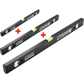 STROXX Wasserwaagen-Set 3-tlg. 60 / 100 / 180 cm, mit drei Libellen
