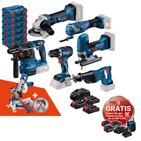 Bosch 18V Akku-Set MEGA – 6 Maschinen + 3x ProCORE Akkus & Gratis GCM 80 SJ Paneelsäge