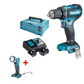 MAKITA Akku-Bohrschrauber DDF485RTJDML806 Set inkl. Akku-Handleuchte DML802 18V