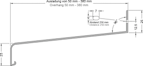 GUTMANN Fensterbank GS 25, Ausl. 165mm, L 6.000mm,verkehrsw. glänzend