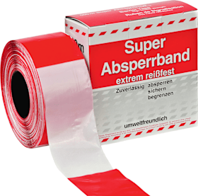 Absperrband 100 m-Rolle rot/weiß geblockt