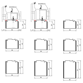 blaugelb Bankanschlussprofil PVC/TK DECEUNINCK T/84 55x50x3000 DECEUNINCK, Bautiefe T/84
