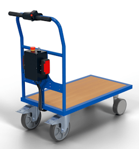 BS Rollen Schiebebügelwagen mit E-Antrieb 1000x600 mm Tragkraft 500 kg blau