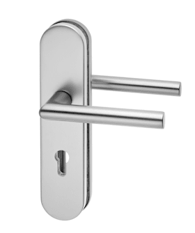 Alu-Schutz-Drücker-Garnitur, ES-1 Serie Logo, ovales Langschild 12mm, 72 PZ, 8mm VKT, TS=35-45mm, 108/108, 9743Z F01