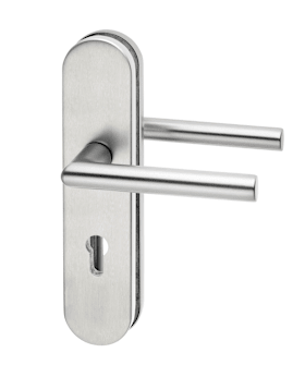 EST-Schutz-Drücker-Garnitur, ES-1 Serie Logo, ovales Langschild 12mm, 92 PZ, 10mm VKT, TS=65-75mm, 108/108, 9743H
