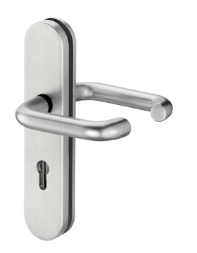 EST-Schutz-Drücker-Garnitur, ES-1 Serie Logo, ovales Langschild 12mm, 72 PZ, 8mm VKT, TS=35-45mm, 163/163, 9753Z F00
