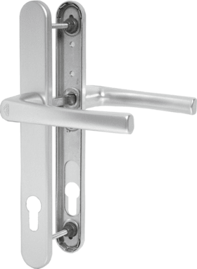 ROTO Drückergarnitur mit Langschild, rund, B 30, Drücker L-Form, Aluminium