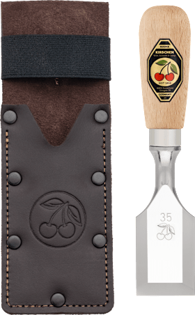 KIRSCHEN Kurzbeitel 35 mm mit Lederholster und Rotbucheheft