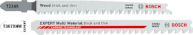 Bosch Professional T234X+EXPERT Multi Material thick and thin T367XHM Stichsägeblätter-Set, 26-tlg.