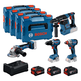 Bosch Professional Combo Kit 18V Werkzeug-Set: GSR 18V-65 + GDX 18V-285 + GBH 18V-26 + GWS 18V-11