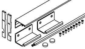 Hawa Connector-Set 55 mm für Schwenk- und Drehschiebetürsysteme, Verbindung Aussenseite Korpus
