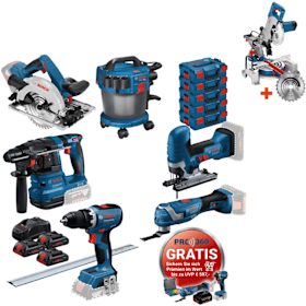 BOSCH 18V Innenbau-Montageset 2026 inkl. Paneelsäge GCM 80 SJ
