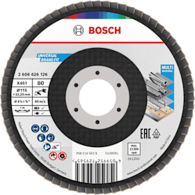 Bosch Professional Fächerschleifscheibe X451 K80 115x22,23 mm, 15-teilig