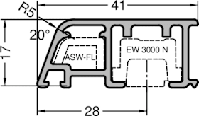 GUTMANN Flügelprofil Aluminium EN AW-6060 T66 blank 41x18 mm 6 m Länge