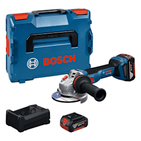Bosch Professional Akku-Winkelschleifer GWS 18V-11 S mit 2x 5,0 Ah Akkus und L-BOXX