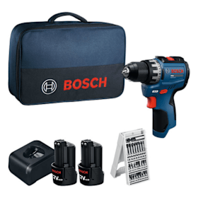 Bosch Professional Akku-Bohrschrauber GSR12V-31 mit 2x GBA12V-20 Akku und Bits-Set in Tasche