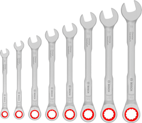 Bosch Professional Ratschen-Ring-Maulschlüssel Set 8-19 mm, 8-teilig