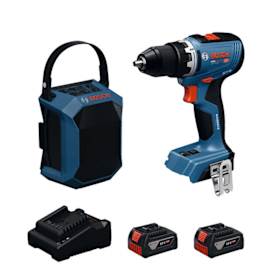 Bosch Professional Combo Kit Akku-Winkelschleifer GPB 18V-1 C und Akku-Bohrschrauber GSR 18V-65 mit 2x 5,0 Ah Akkus und Ladegerät GAL 18V-40-2