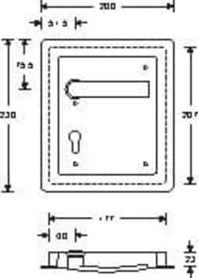 FSB Turnhallenmuschel Edelstahl 230x200 mm für Schild Profilzylinder 92 mm DIN Rechts Vierkant 8 mm
