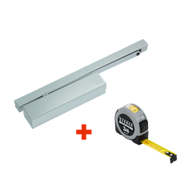 dormakaba Set: Türschließer TS 93 B/SV EN 2-5 mit Gleitschiene G-N, silberfarben + STROXX Maßband 3 m