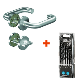 OGRO Set: WC-Garnitur CORE+ 8100 mit 8 mm Vierkantstift, TS 37-42 mm und WC-Kapsel plus STROXX Holzbohrer-Set