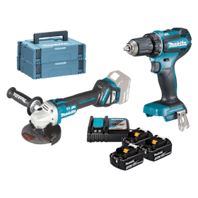 MAKITA Set: Aktionspaket Akku-Bohrschrauber DDF485 und Winkelschleifer DGA513 HW 2026