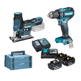 MAKITA Set: Aktionspaket Akku-Bohrschrauber DDF485 und Akku-Stichsäge DJV185 HW 2026