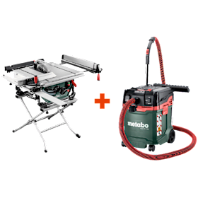 METABO TISCHKREISSÄGEN-SET TS254M – Tischkreissäge mit Untergestell, Schiebeschlitten und Allessauger für präzise Zuschnittarbeiten