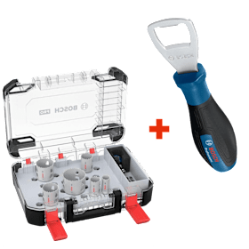 Bosch Professional Set: Lochsägen-Set Multimaterial, 9-teilig mit Power-Change-Plus-Adapter und Flaschenöffner