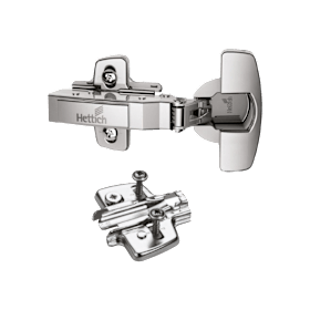 Hettich Set: 200 x Möbelscharniere SENSYS 110° mit Kreuzmontageplatte D1,5 und Spaxschraube