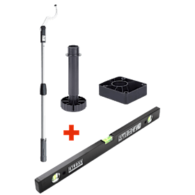 Hettich Set: 400 x Sockelfuß Korrekt 80 mm mit Gleiter zum Anschrauben, Verstellwerkzeug und STROXX Wasserwaage 80 cm