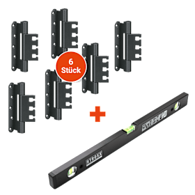 SIMONSWERK Set: 6 x Objektband VX 7939/160 18-3, schwarz matt + STROXX Wasserwaage 80 cm