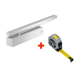 dormakaba Set: 2 x Türschließer TS 98 XEA mit Gleitschiene, silber P600 + STROXX Wasserwaage 80 cm