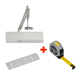 dormakaba Set: TÜRSCHLIESSER TS 83 BC/ÖD mit Gestänge und Montageplatte, silber EN 3-6 + STROXX Maßband