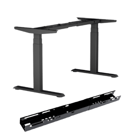 BMB Set: Tischgestell E-More 2M3S GS, 3-stufig, mit Kabelwanne Varioplex, Anthrazit