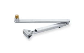 GEZE Gestänge Powerturn, Aluminium eloxiert, Länge 215 mm, silberfarben, für Automatiktüren, Brandschutztüren bis 300 mm Leibungstiefe zugelassen