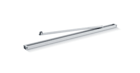 GEZE Rollenschiene EMD lang silberfarbig, Aluminium, Sturzmontage, für Drehflügeltürantrieb, 760 mm