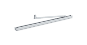 GEZE Rollenschiene Powerturn mit Hebel für Drehflügeltürantrieb, silber eloxiert, 738 mm