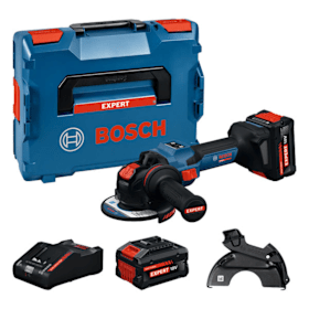 Bosch Akku-Winkelschleifer mit X-LOCK EXWX18V-15S, 2 x EXBA18V-80