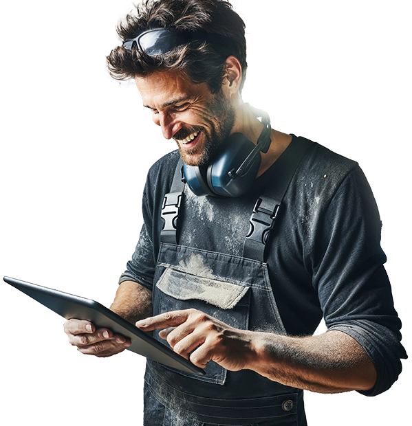 Handwerker mit Tablet