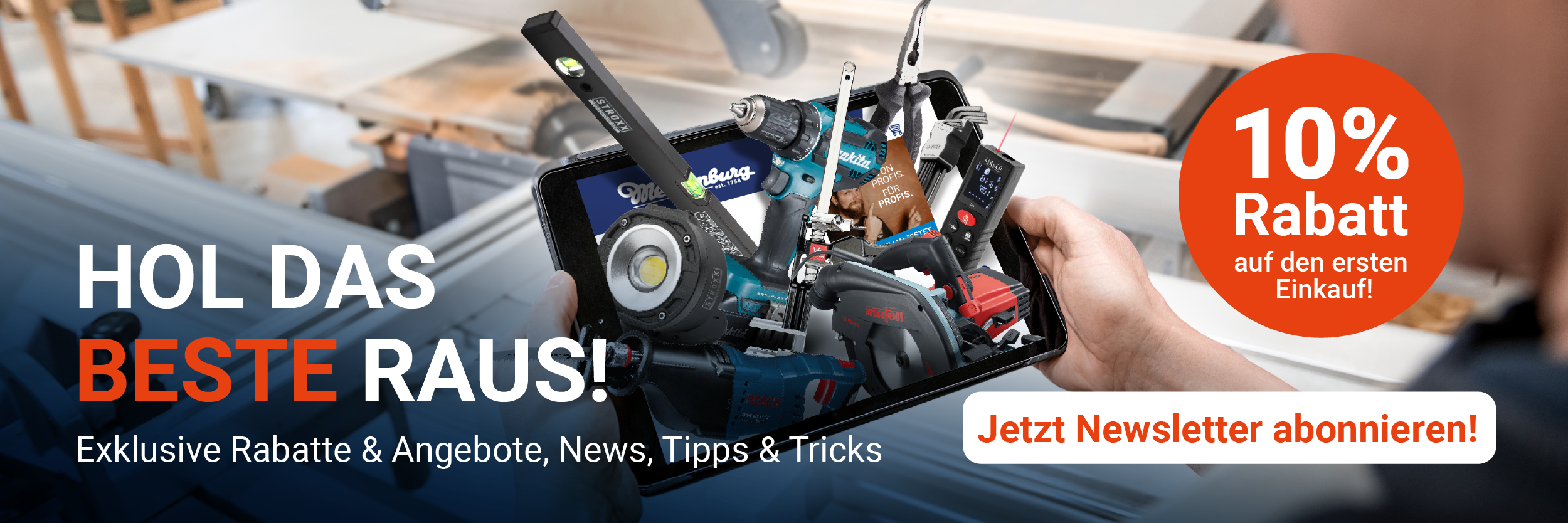 Banner Newsletter-Anmeldung mit 10 % Willkommensrabatt