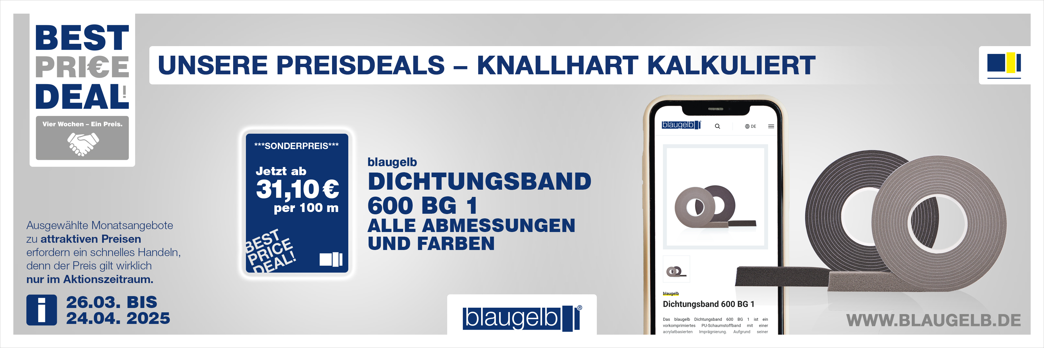 Banner blaugelb Dichtungsband